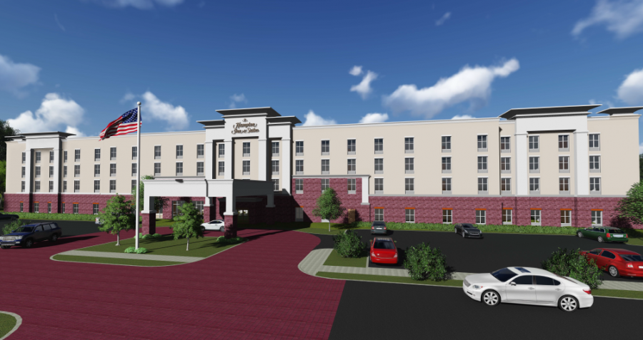 Rendering of the Hampton Inn at Forbes Crossing